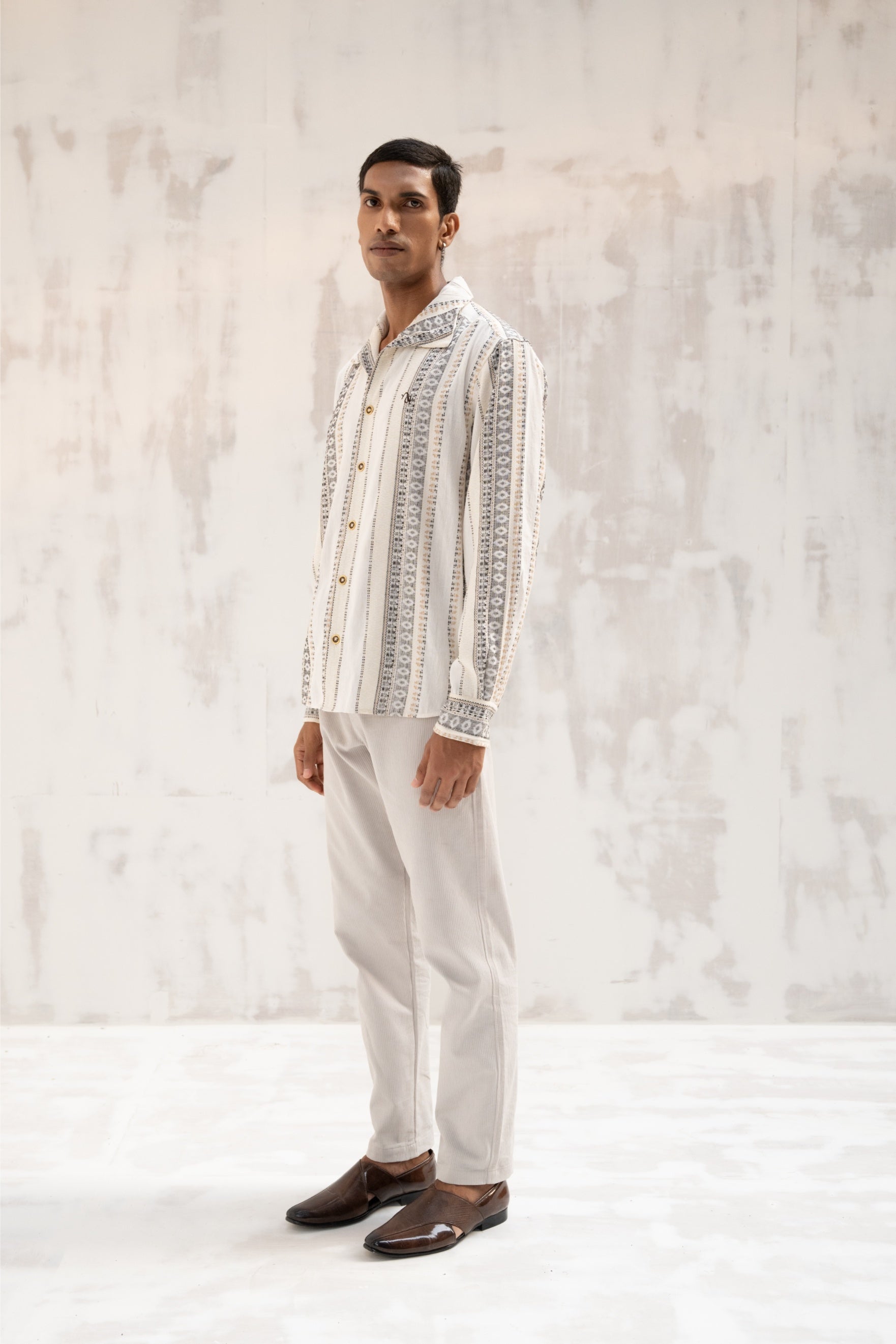 Statement Collar Jacquard Shirt