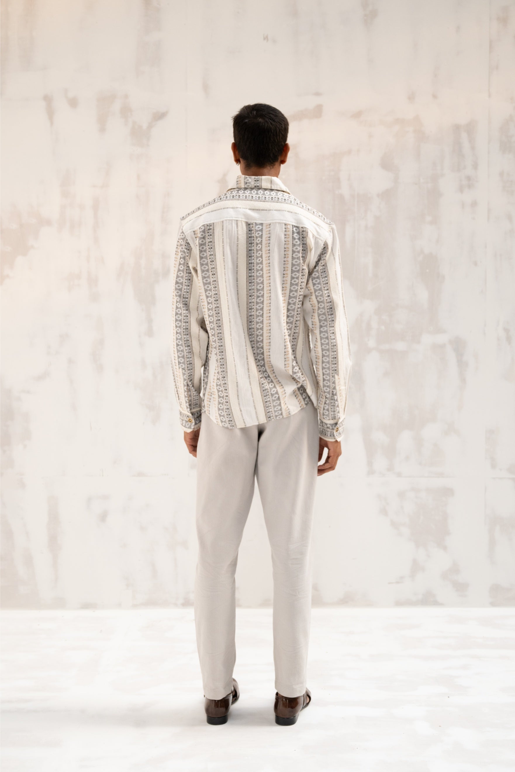 Statement Collar Jacquard Shirt