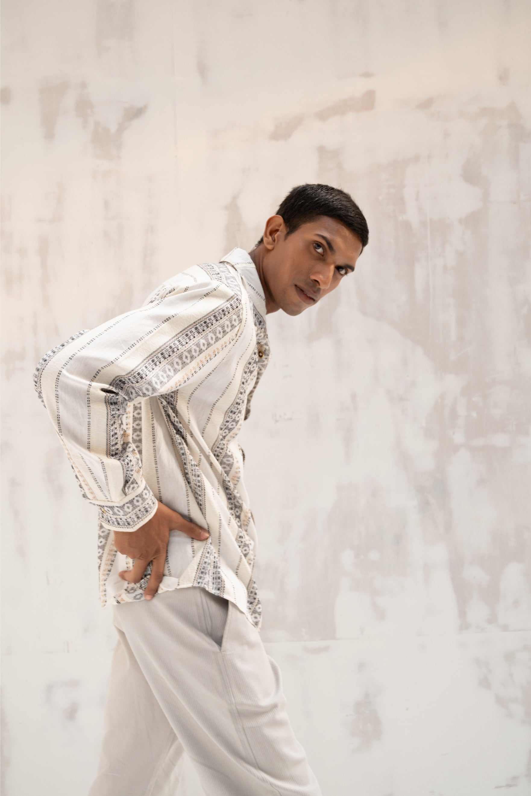 Statement Collar Jacquard Shirt