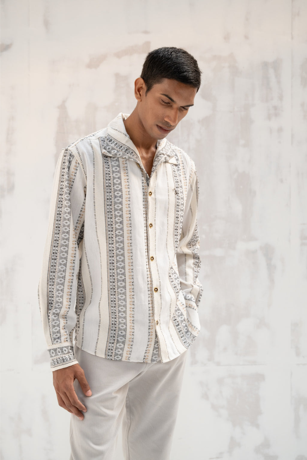 Statement Collar Jacquard Shirt